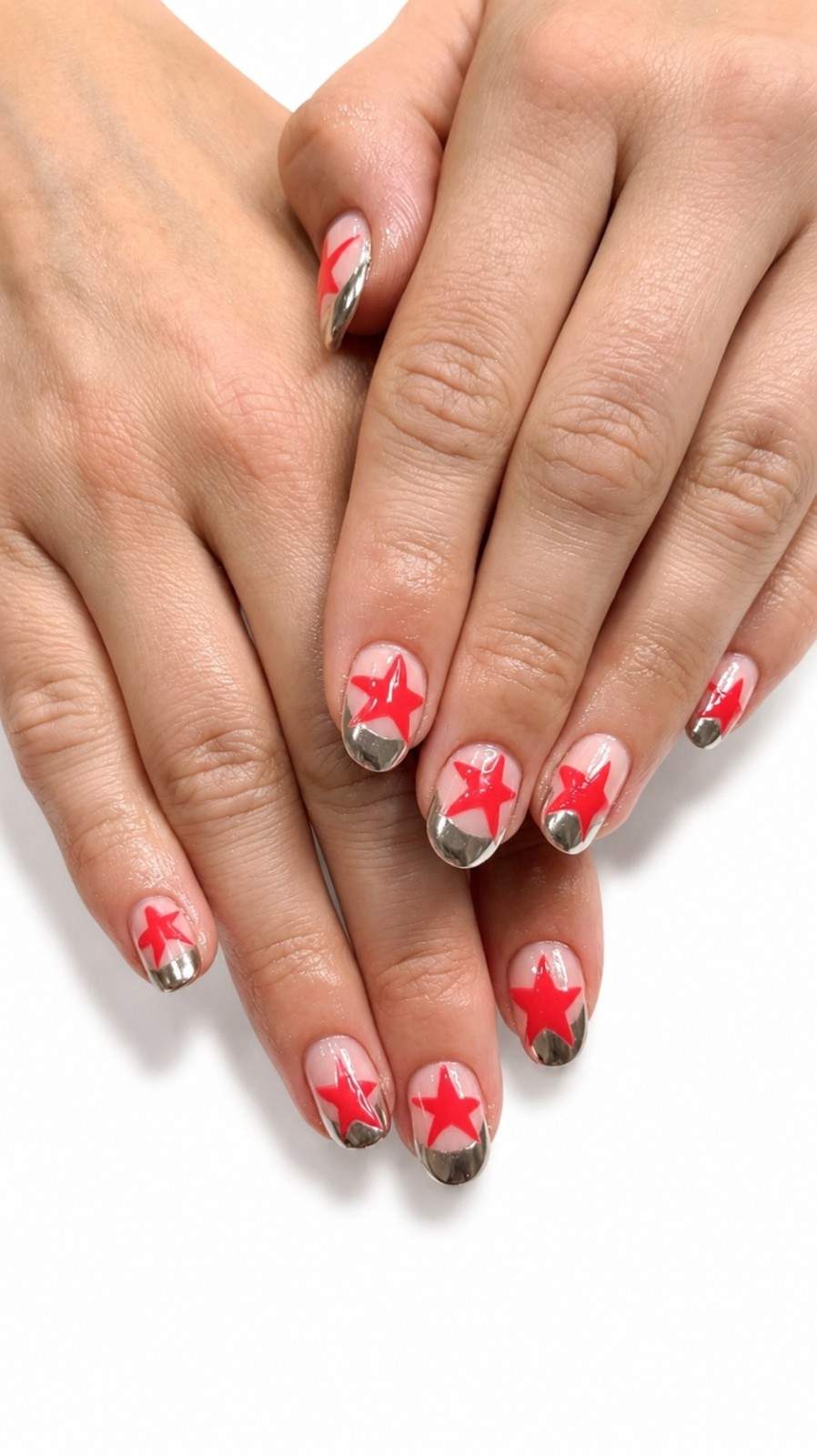 Nail art with red stars